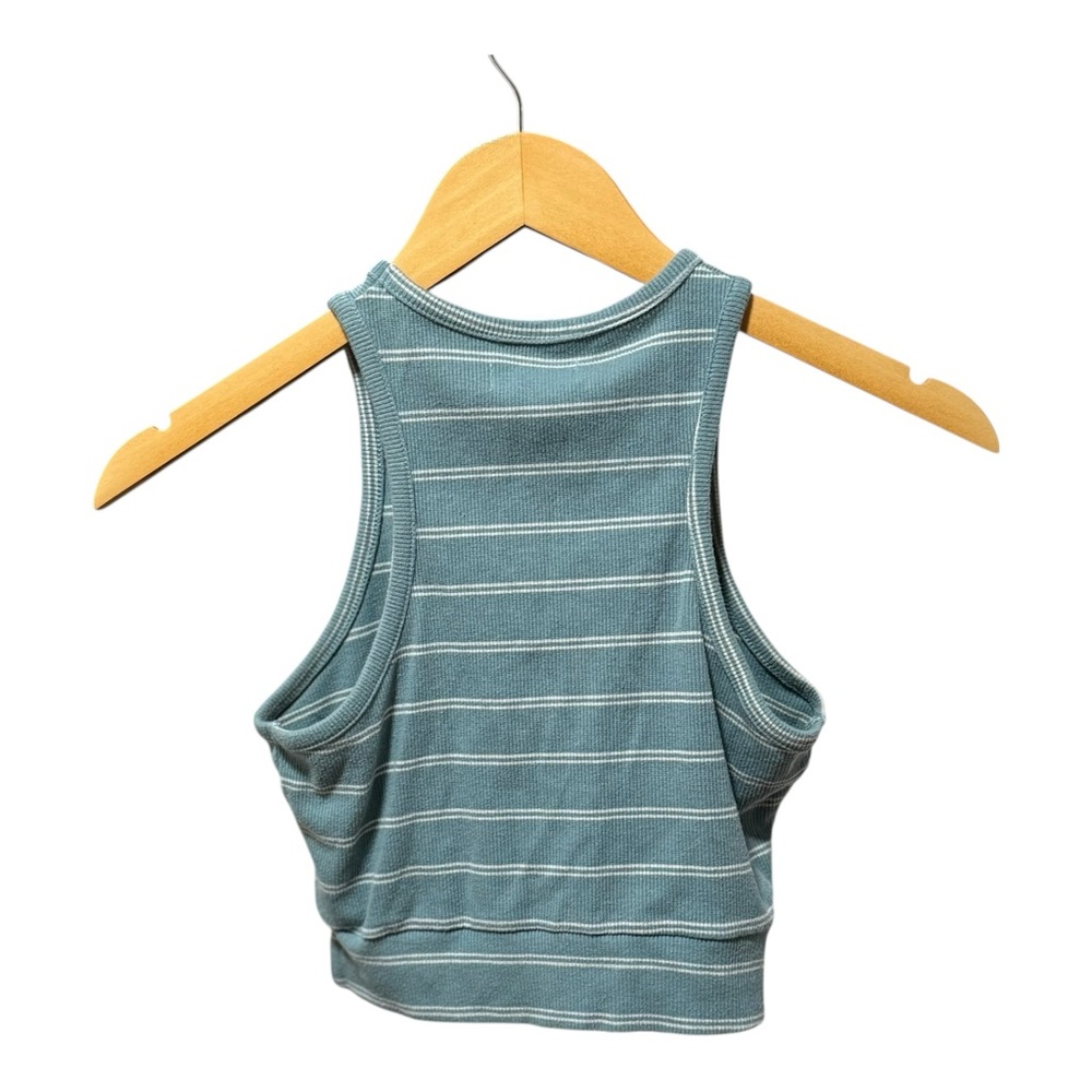 Colsie Ribbed Crop Top Womens XS Blue Striped Excellent Racerback‎ Tank - Picture 3 of 5